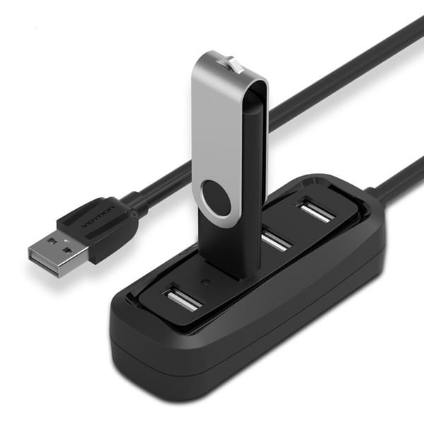 Хаб USB Vention USB Hub 4-Port 2.0 Black 0.15 m (VAS-J43-B015)