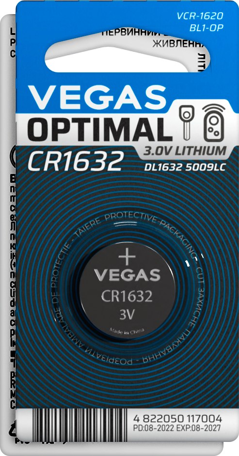 Фото - Батарейка Vegas Optimal CR1632 (VСR-1632BL1-OP) Фото - Батарейка Vegas Optimal CR1632 (VСR-1632BL1-OP)
