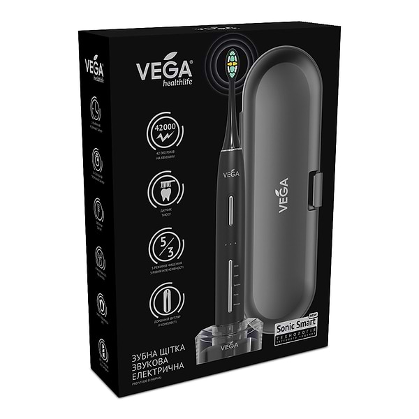 Фото - Зубна щітка електрична Vega Sonic Smart Pro VT-800 B (чорна)