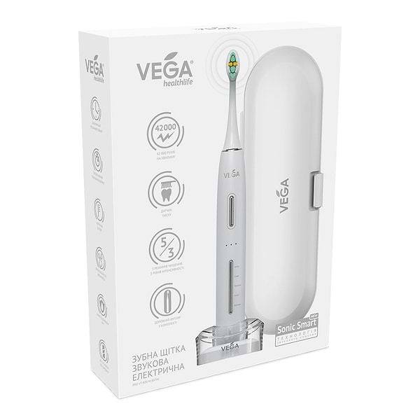 Фото - Зубна щітка електрична Vega Sonic Smart Pro VT-800 W (біла)