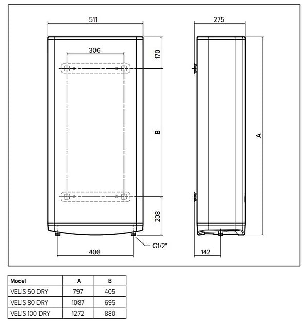 Фото - Водонагрівач Ariston VELIS PRO DRY WIFI 50 EU