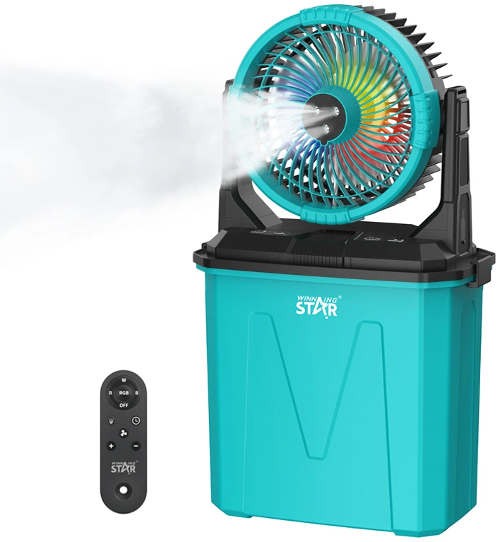 Вентилятор портативный WinningStar ST-4106 20000mAh RGB подсветка, повербанк, фонарь Green (WNNGS-ST-4106-G)