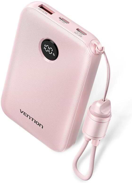 Батарея мобільна Vention 10000mAh 22,5W PD, QC USB-A/2xUSB-C Pink (FKAP0-C)