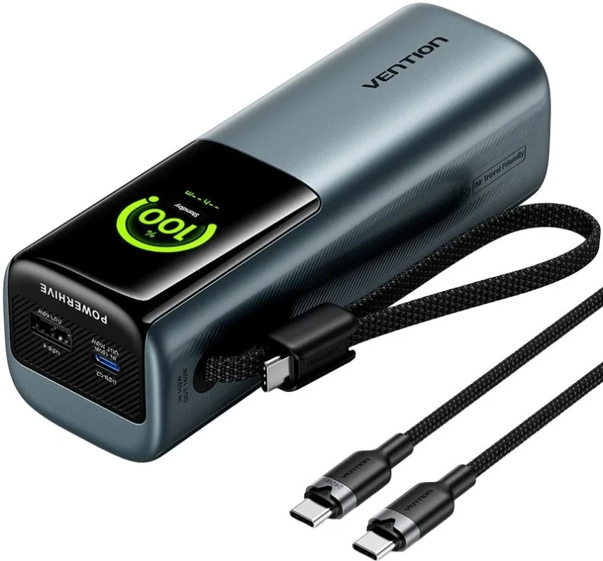 Батарея мобильная Vention 27000mAh 200W PD3.1, USB-A, USB-C In/Out (FKGH0)