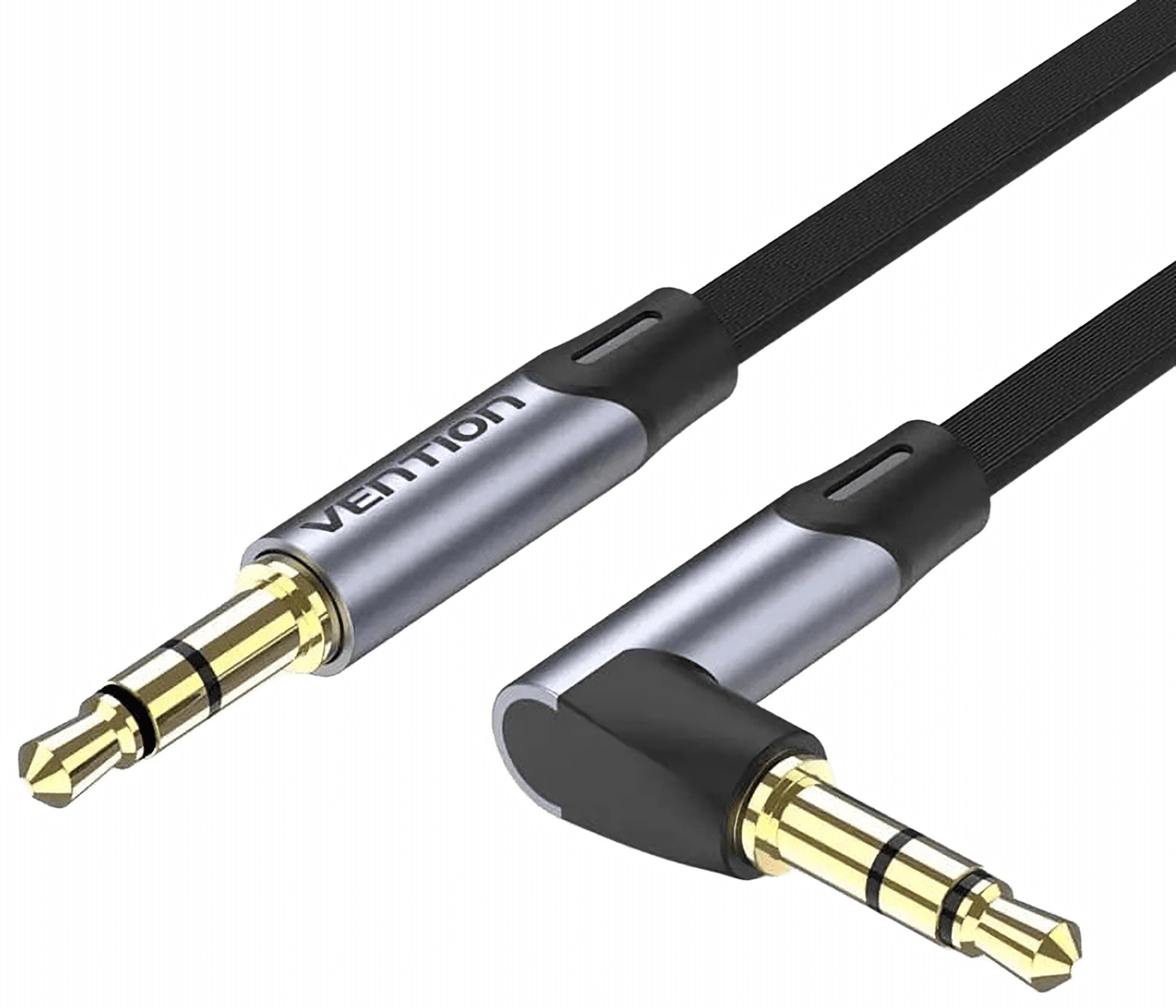 Кабель 3.5 мм - 3.5 мм Vention AUX Audio TRS M/M, кут 90°, 0.05м gray, Aluminum Alloy (BANHD)
