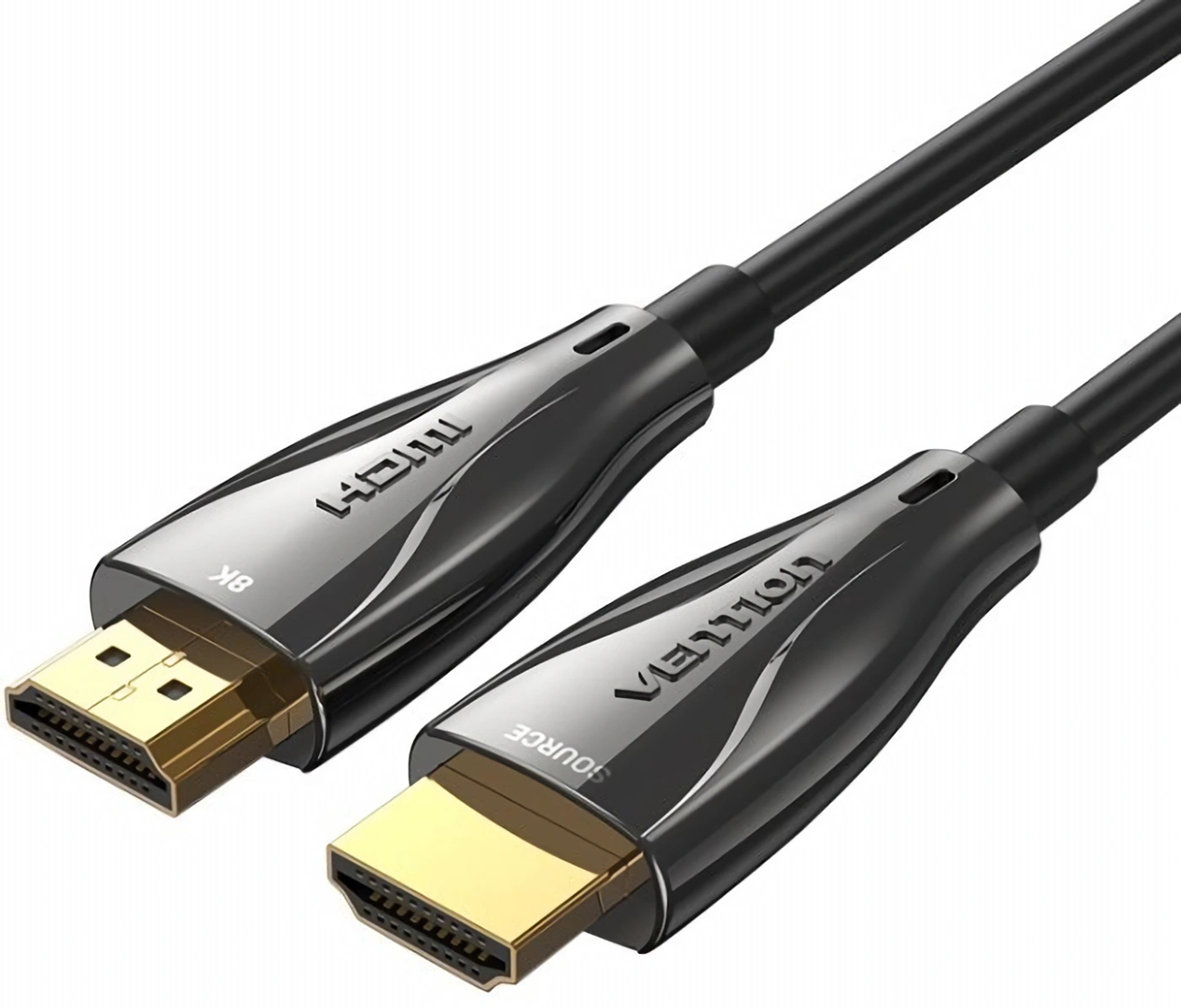 Кабель HDMI Vention HDMI M - M, 10.0м, V2.1, Optical 8K 60Гц 48Gbps Dolby 7.1 TPE Black Zinc Alloy (ALBBL)