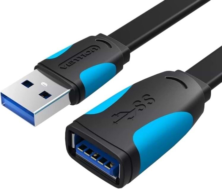 Кабель USB Type-A - USB Type-A Vention USB 3.0 AM-AF, 3.0м, Flat design, Nickel Plating PVC (VAS-A13-B300)
