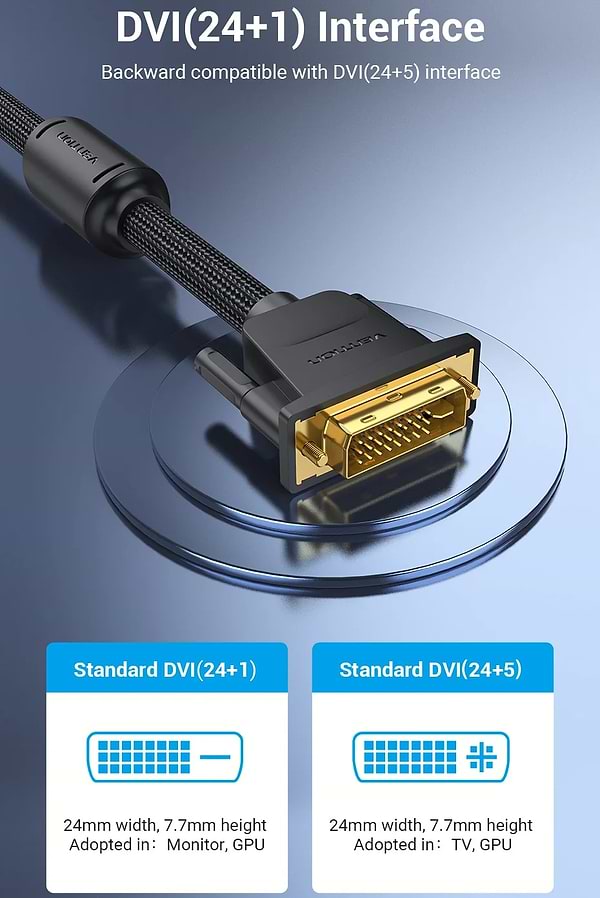 Фото - Кабель Vention DVI-D 24M - 24M, 8.0 м, 2K 60Hz (EAEBK)