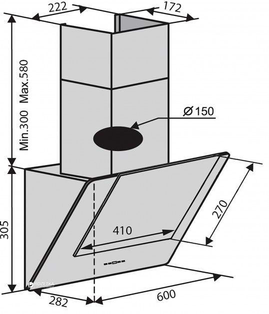 Фото - Витяжка декоративна Ventolux DIAMOND 60 WH (700) PB