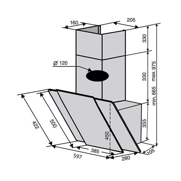 Фото - Витяжка декоративна Ventolux TORINO 60 BK (750) PB