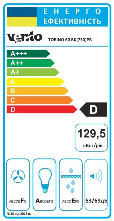 Фото - Витяжка декоративна Ventolux TORINO 60 BK (750) PB
