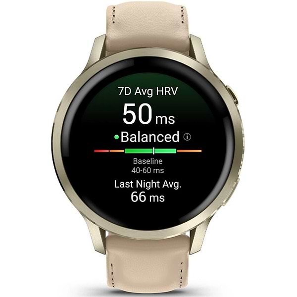Фото - Смарт-часы Garmin Venu 4 (41mm), Beige w/ Lunar Gold + Leather (010-03013-03)