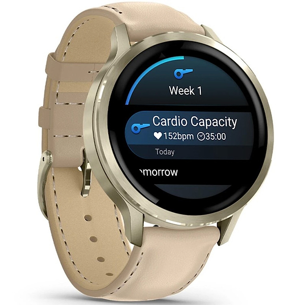 Фото - Смарт-часы Garmin Venu 4 (41mm), Beige w/ Lunar Gold + Leather (010-03013-03)