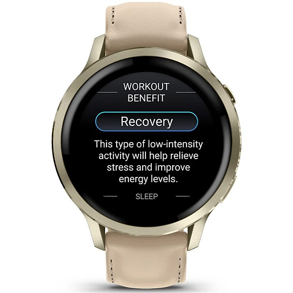Фото - Смарт-часы Garmin Venu 4 (41mm), Beige w/ Lunar Gold + Leather (010-03013-03)