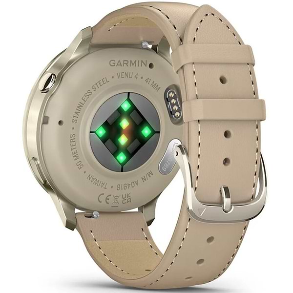 Фото - Смарт-часы Garmin Venu 4 (41mm), Beige w/ Lunar Gold + Leather (010-03013-03)