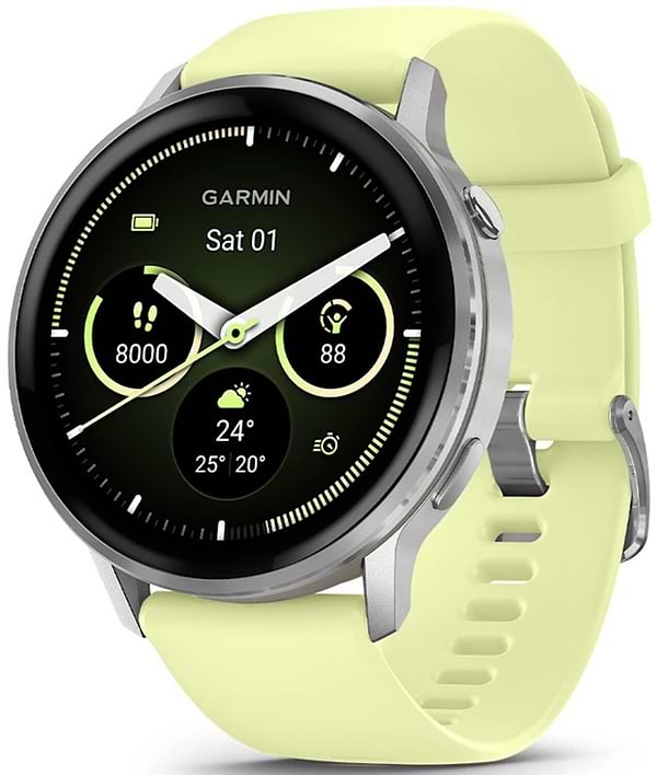 Фото - Смарт-годинник Garmin Venu 4 (45mm), Gray w/ Silver + Citron (010-03014-02)