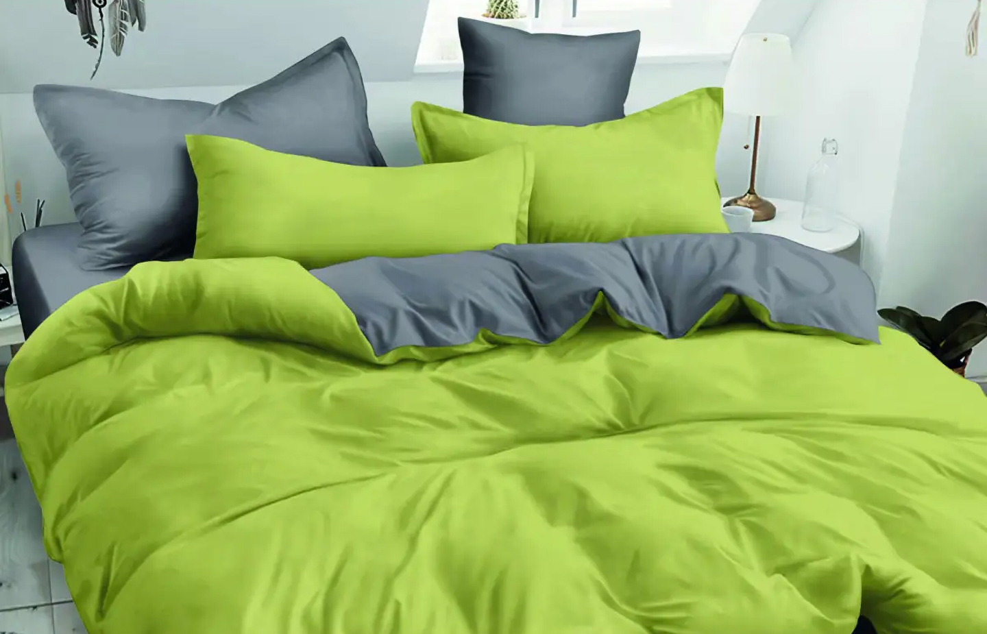 Комплект постільної білизни Versailles Лимонно-сірий Мікрофібра (VS-BM1.5-202)