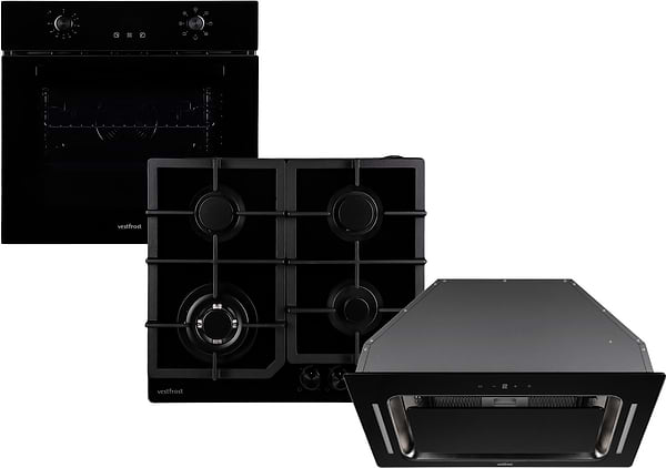 Фото - Комплект техніки Vestfrost Духова шафа + Варильна поверхня + Витяжка вбудована Vestfrost BOV70CN + GOGHV193CN + HFB52600BGS