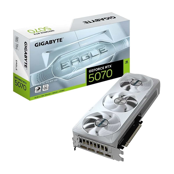 Фото - Відеокарта Gigabyte GeForce RTX 5070 EAGLE OC ICE SFF 12G (GV-N5070EAGLEOC ICE-12GD)