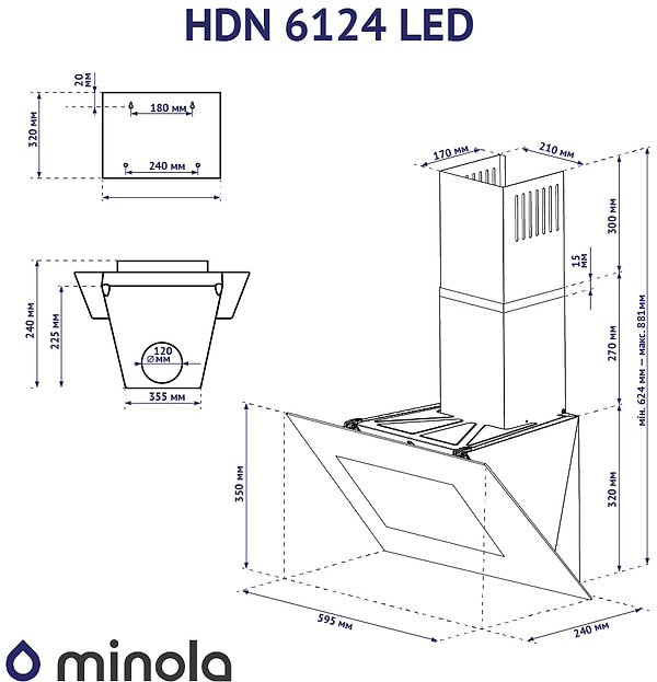 Фото - Витяжка декоративна Minola HDN 6124 BL LED