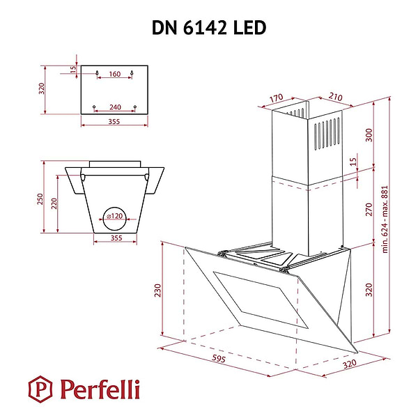Фото - Витяжка декоративна Perfelli DN 6142 BL LED