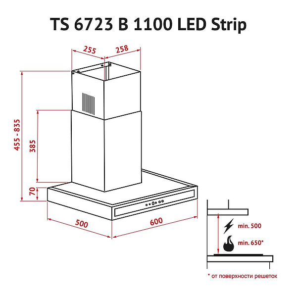 Фото - Вытяжка декоративная Perfelli TS 6723 B 1100 WH LED Strip