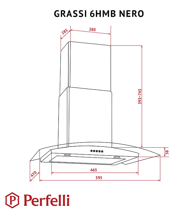 Фото - Витяжка декоративна Perfelli GRASSI 6HMB NERO