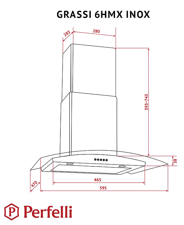 Фото - Витяжка декоративна Perfelli GRASSI 6HMX INOX