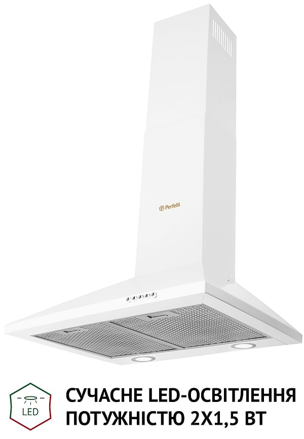 Фото - Витяжка декоративна Perfelli K 6610 WH 1000 LED
