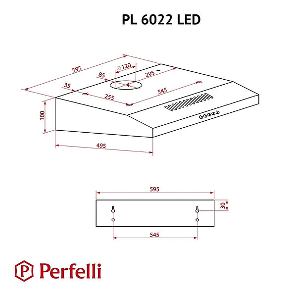 Фото - Витяжка традиційна Perfelli PL 6022 BL LED