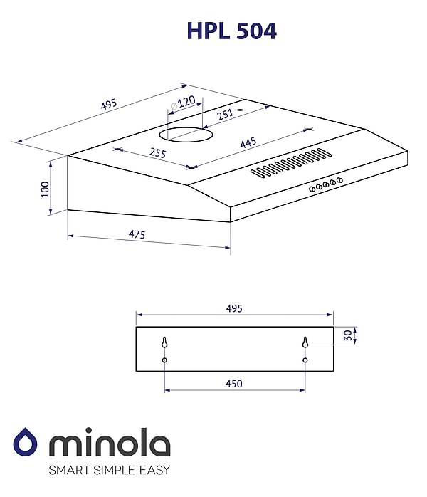 Фото - Витяжка традиційна Minola HPL 504 BL