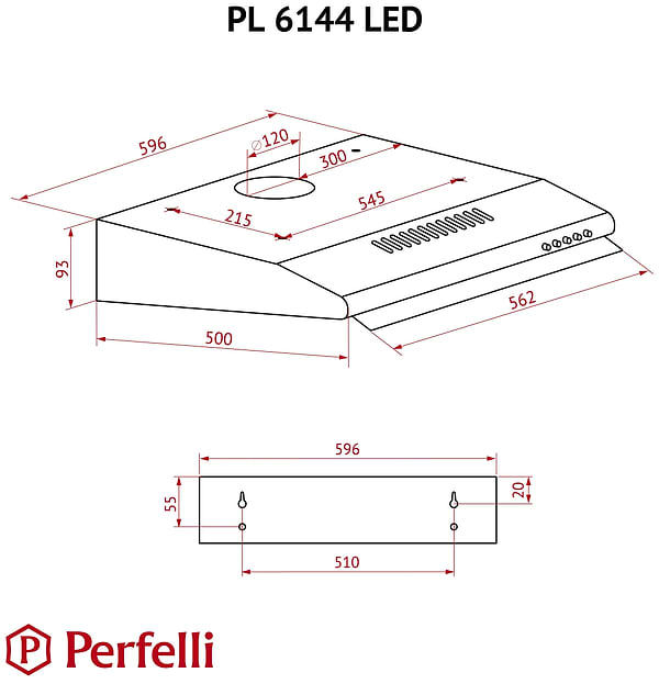 Фото - Витяжка традиційна Perfelli PL 6144 I LED