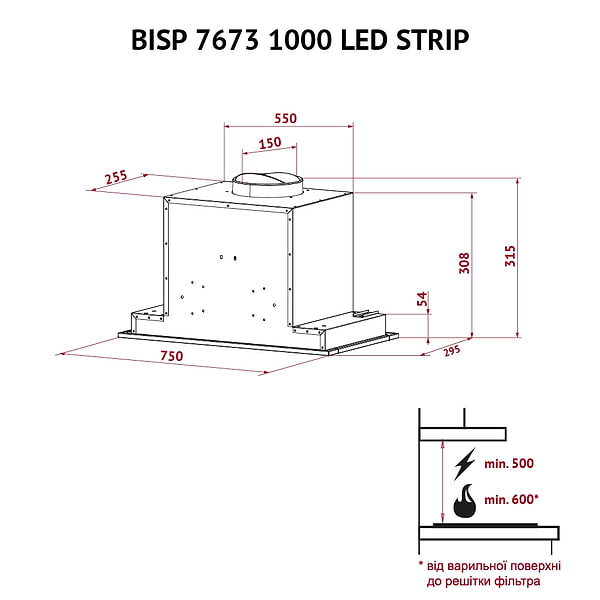 Фото - Вытяжка встраиваемая Perfelli BISP 7673 WH 1000 LED Strip