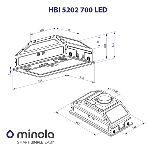 Фото - Вытяжка встраиваемая Minola HBI 5202 WH 700 LED