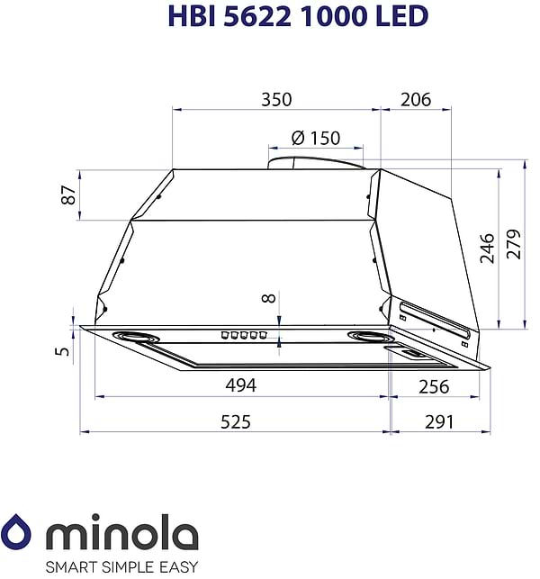 Фото - Вытяжка встраиваемая Minola HBI 5622 BLF 1000 LED