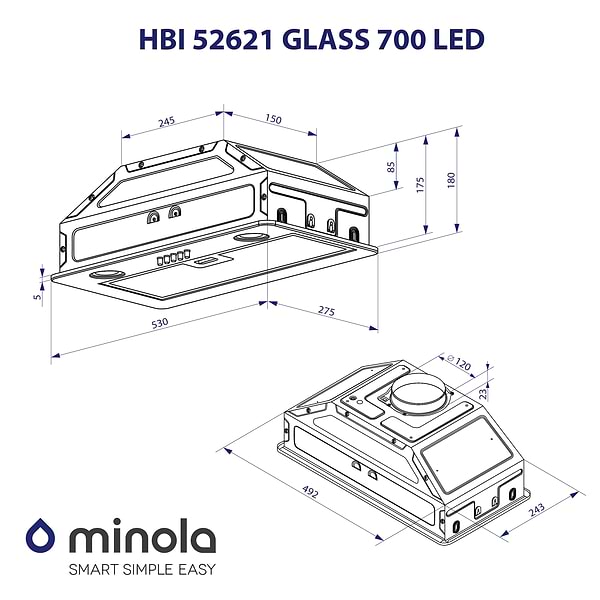 Фото - Вытяжка встраиваемая Minola HBI 52621 WH GLASS 700 LED