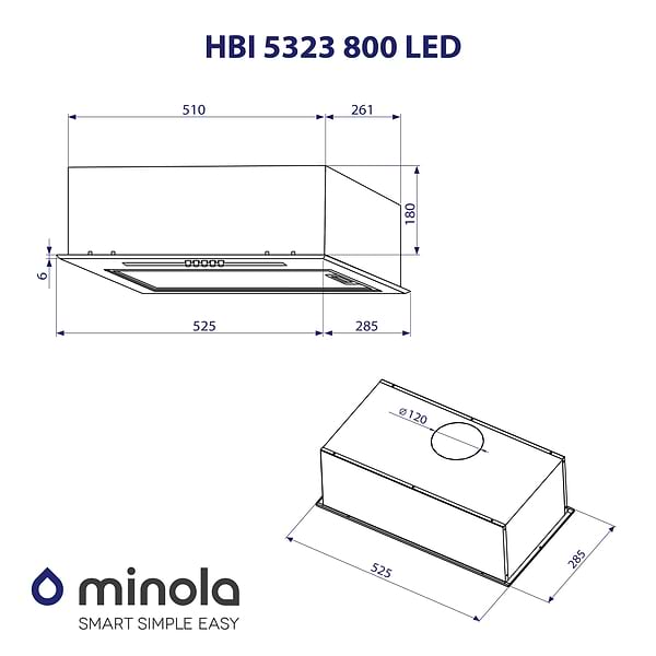 Фото - Витяжка вбудована Minola HBI 5323 GR 800 LED