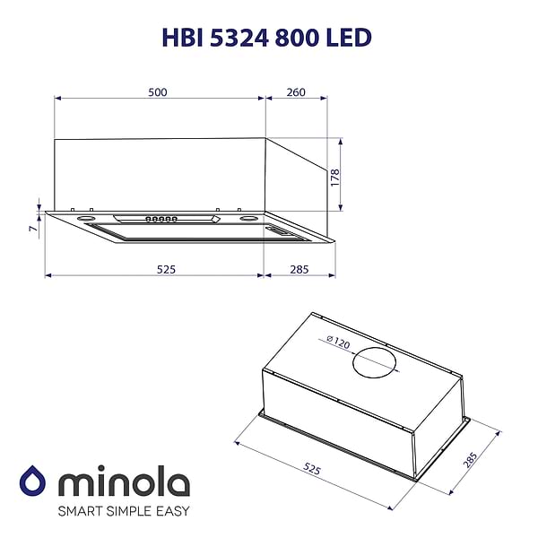 Фото - Вытяжка встраиваемая Minola HBI 5324 I 800 LED