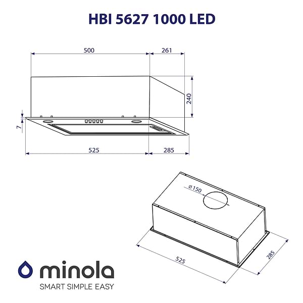 Фото - Вытяжка встраиваемая Minola HBI 56270 BL 1000 LED