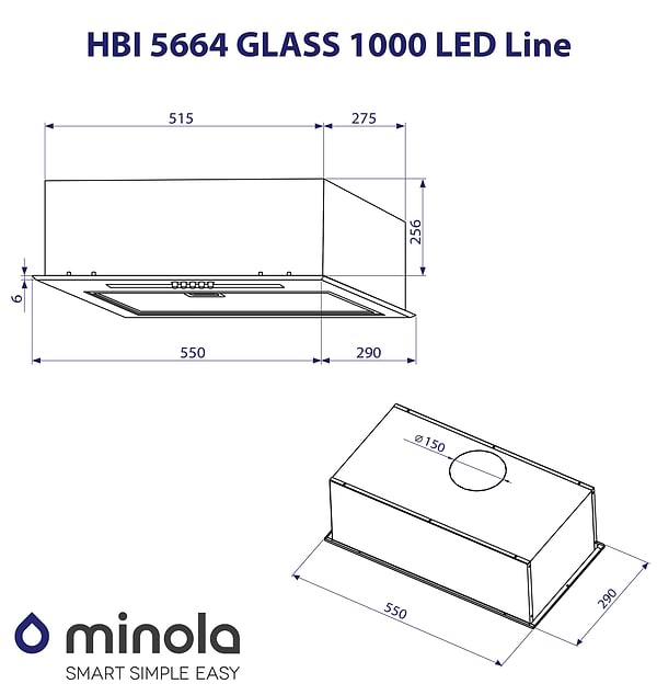 Фото - Вытяжка встраиваемая Minola HBI 5664 WH GLASS 1000 LED Line