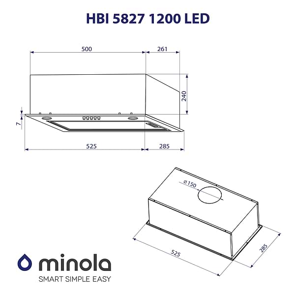 Фото - Витяжка вбудована Minola HBI 5827 WH 1200 LED