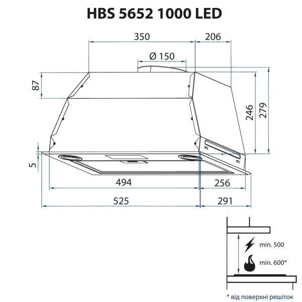 Фото - Вытяжка встраиваемая Minola HBS 5652 BL 1000 LED