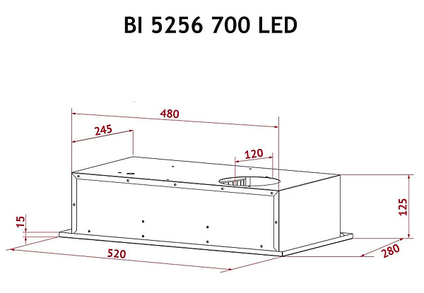 Фото - Витяжка вбудована Perfelli BI 5256 BL 700 LED