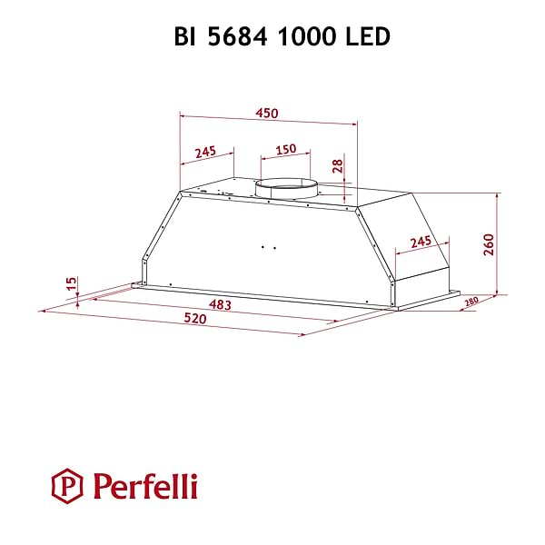 Фото - Вытяжка встраиваемая Perfelli BI 5684 BL 1000 LED