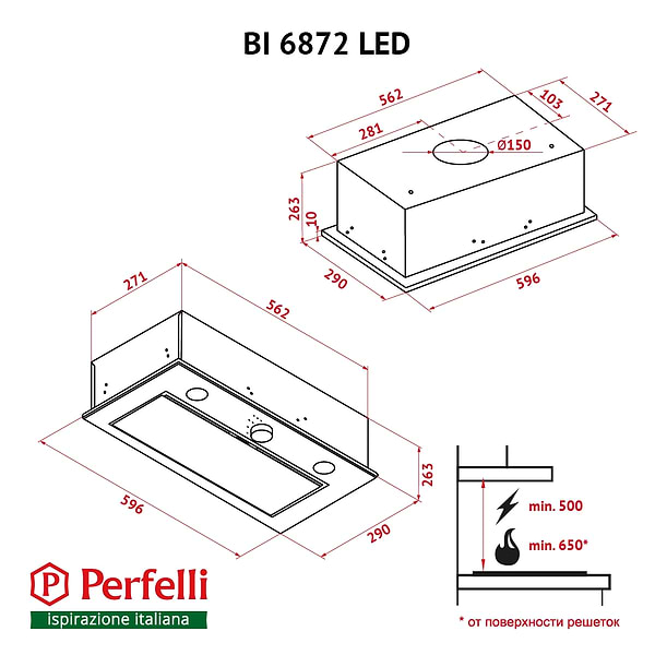 Фото - Вытяжка встраиваемая Perfelli BI 6872 I LED