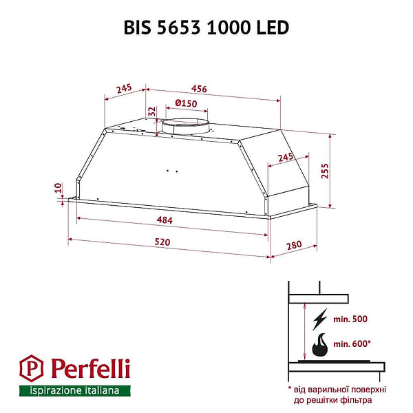 Фото - Вытяжка встраиваемая Perfelli BIS 5653 WH 1000 LED