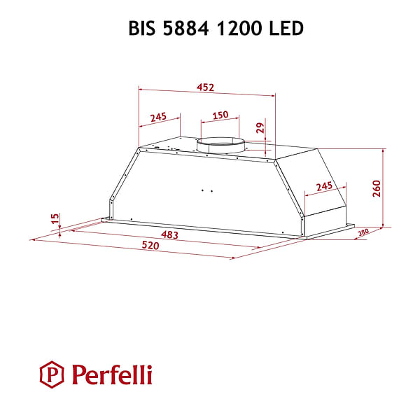 Фото - Витяжка вбудована Perfelli BIS 5884 BL 1200 LED