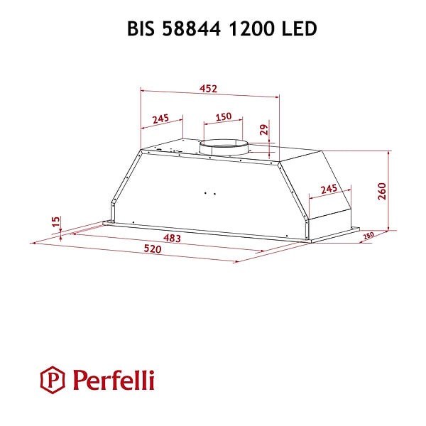 Фото - Витяжка вбудована Perfelli BIS 58844 BL 1200 LED