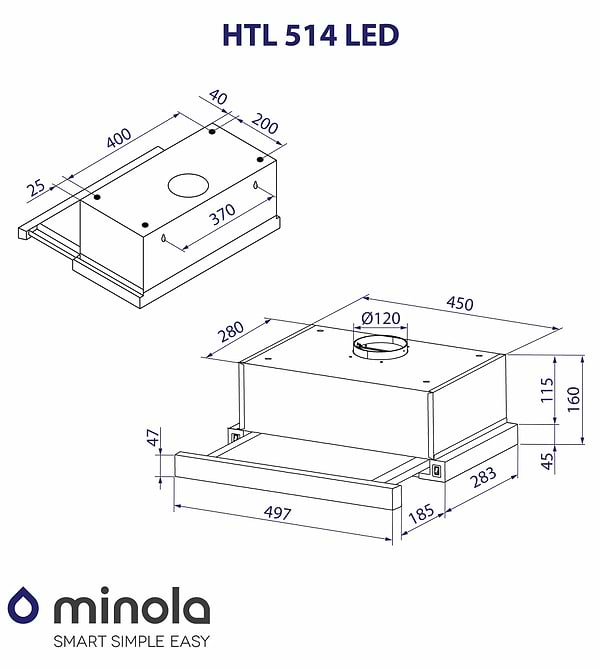 Фото - Уцінка - Витяжка вбудована Minola HTL 514 I LED