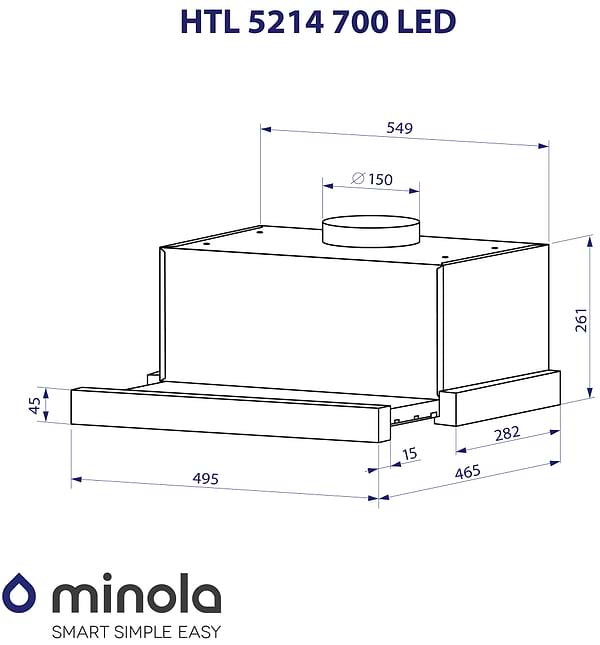 Фото - Витяжка вбудована Minola HTL 5214 BL 700 LED